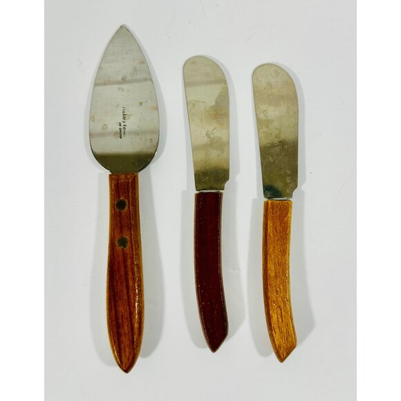Hickory Farms Stainless Steel & Wood Cheese Spreaders Set Of 3 - Picture 8 of 9